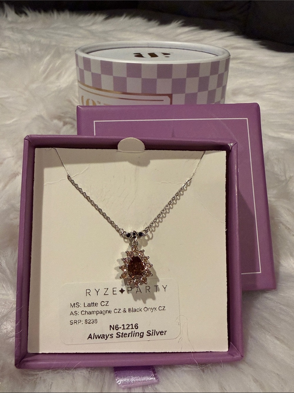 RYZE - Sterling Silver Latte and Champagne Pendant Necklace